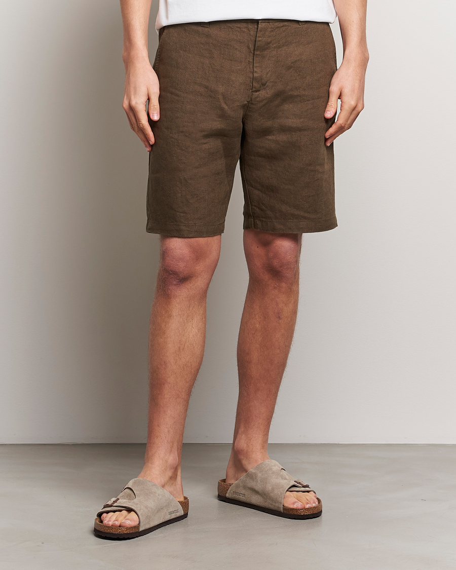 Herre | Sommer | NN07 | Crown Linen Shorts Cocoa Brown