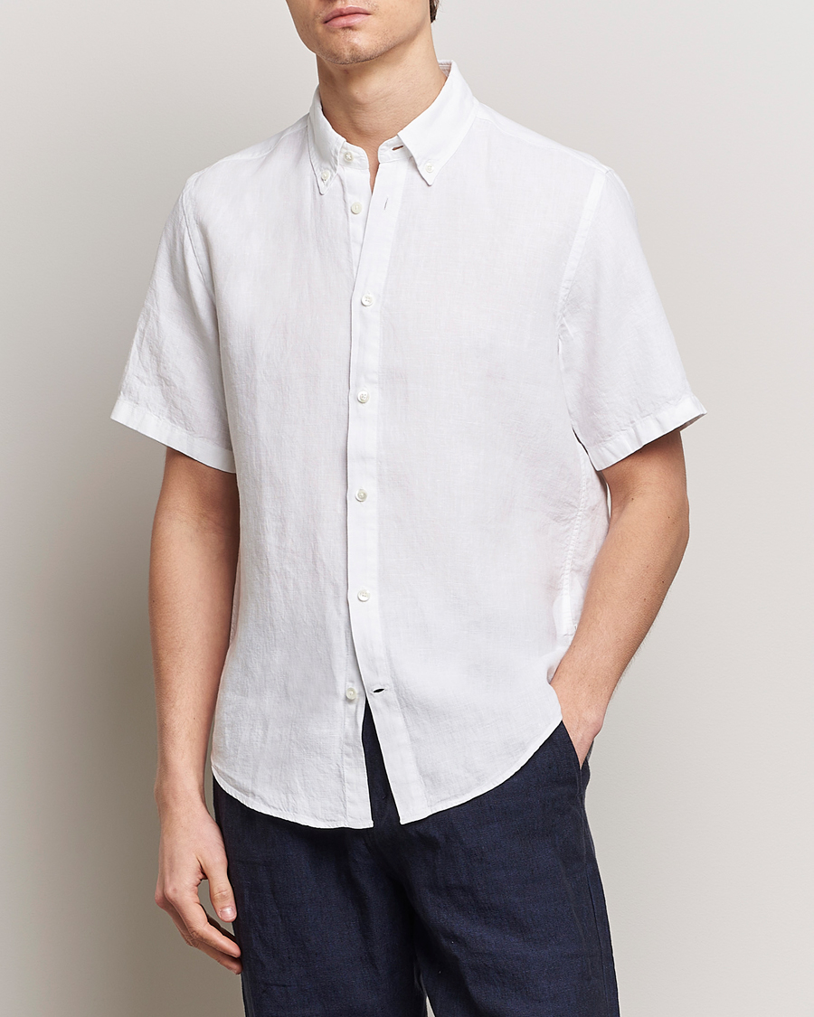 Herre | Nytt i butikken | NN07 | Arne Linen Short Sleeve Shirt White