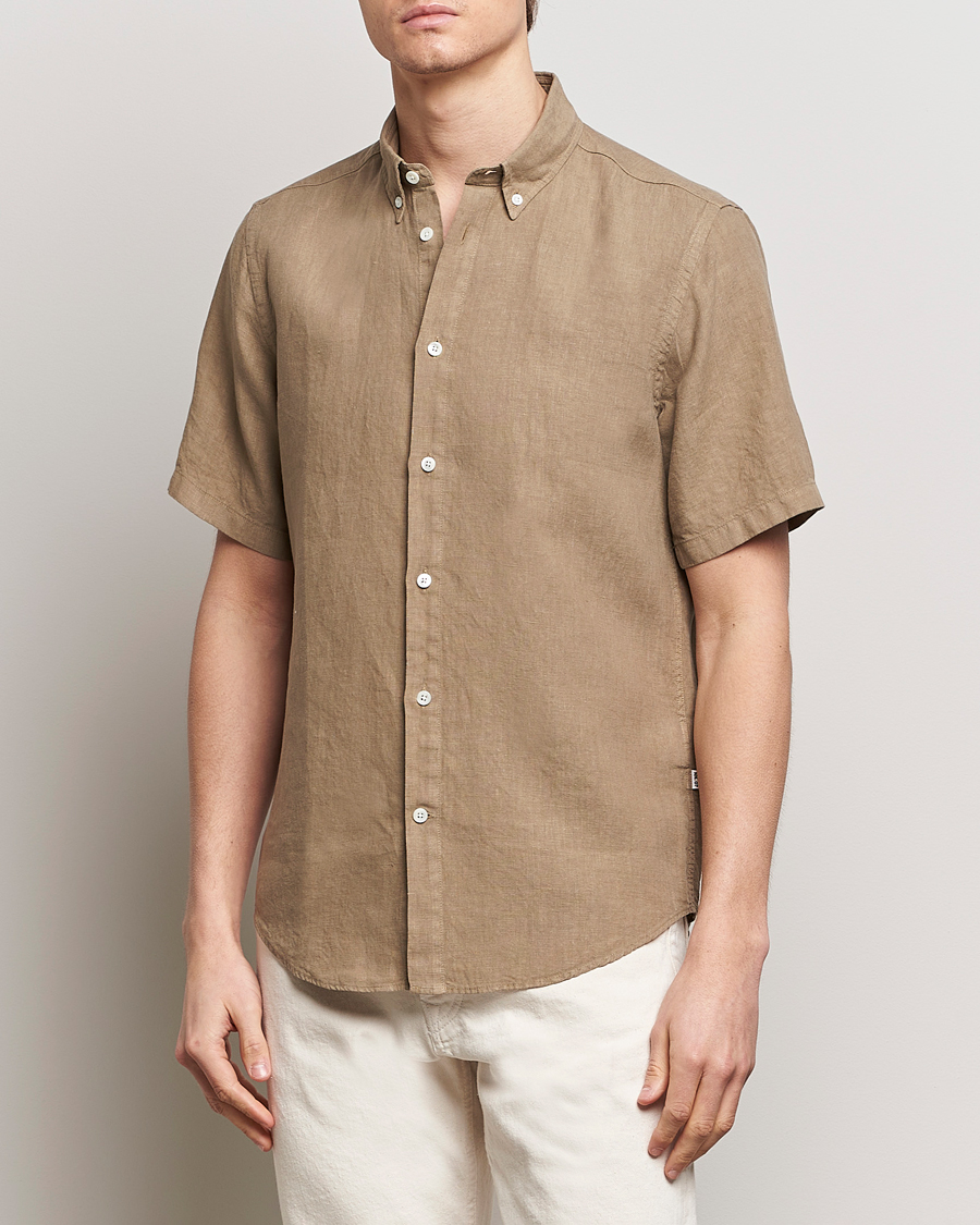 Herre | Business & Beyond | NN07 | Arne Linen Short Sleeve Shirt Greige