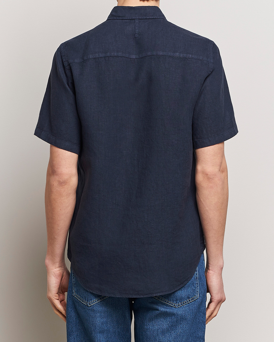 Herre | Skjorter | NN07 | Arne Linen Short Sleeve Shirt Navy Blue