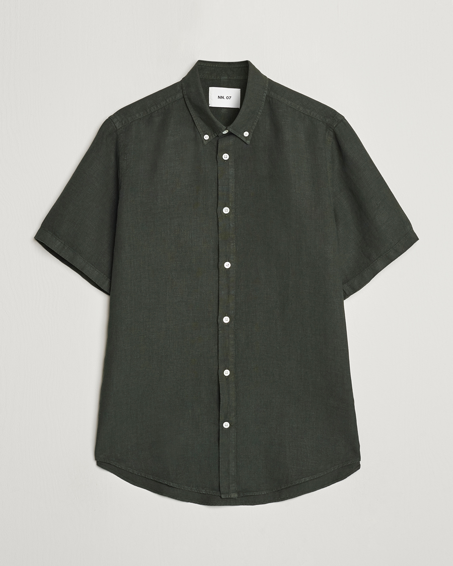 Herre | Skjorter | NN07 | Arne Linen Short Sleeve Shirt Rosin Green