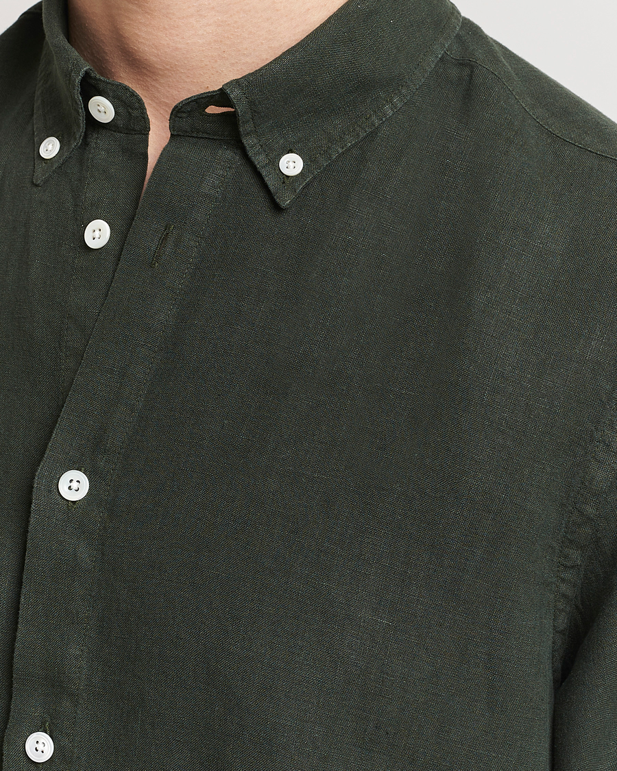Herre | Skjorter | NN07 | Arne Linen Short Sleeve Shirt Rosin Green