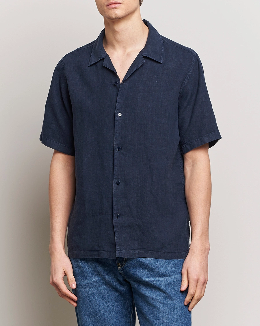 Herre | Nytt i butikken | NN07 | Julio Linen Resort Shirt Navy Blue