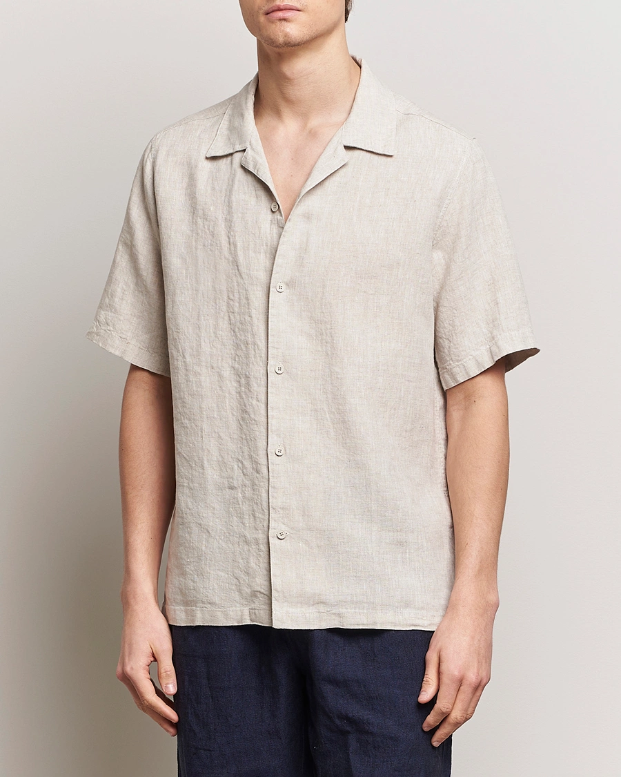 Herre | Kortermede skjorter | NN07 | Julio Linen Resort Shirt Oat