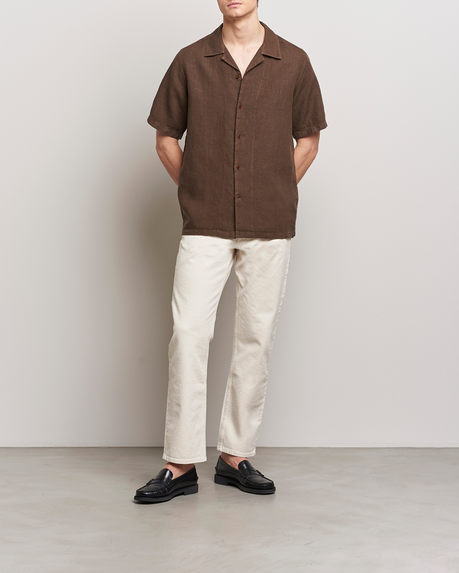 Herre | Skjorter | NN07 | Julio Linen Resort Shirt Cocoa Brown