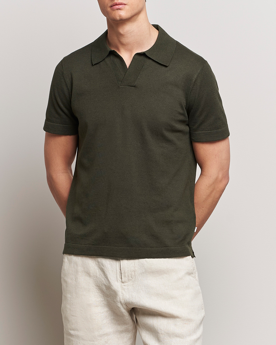 Herre | Pikéer | NN07 | Ryan Cotton/Linen Polo Rosin Green