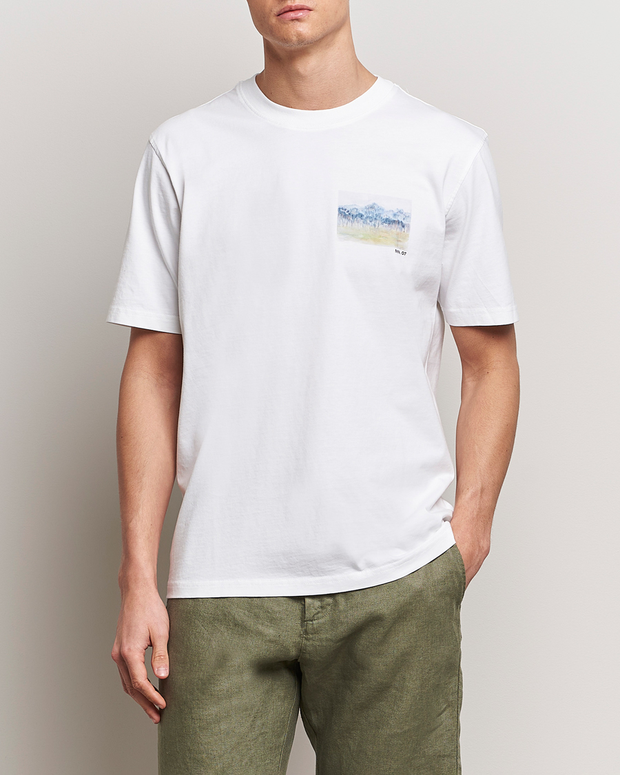 Herre | Kortermede t-shirts | NN07 | Adam Printed Crew Neck T-Shirt White