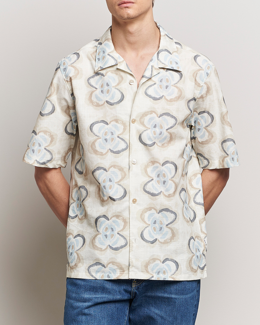 Herre | Nytt i butikken | NN07 | Ole Printed Short Sleeve Shirt Ecru Multi