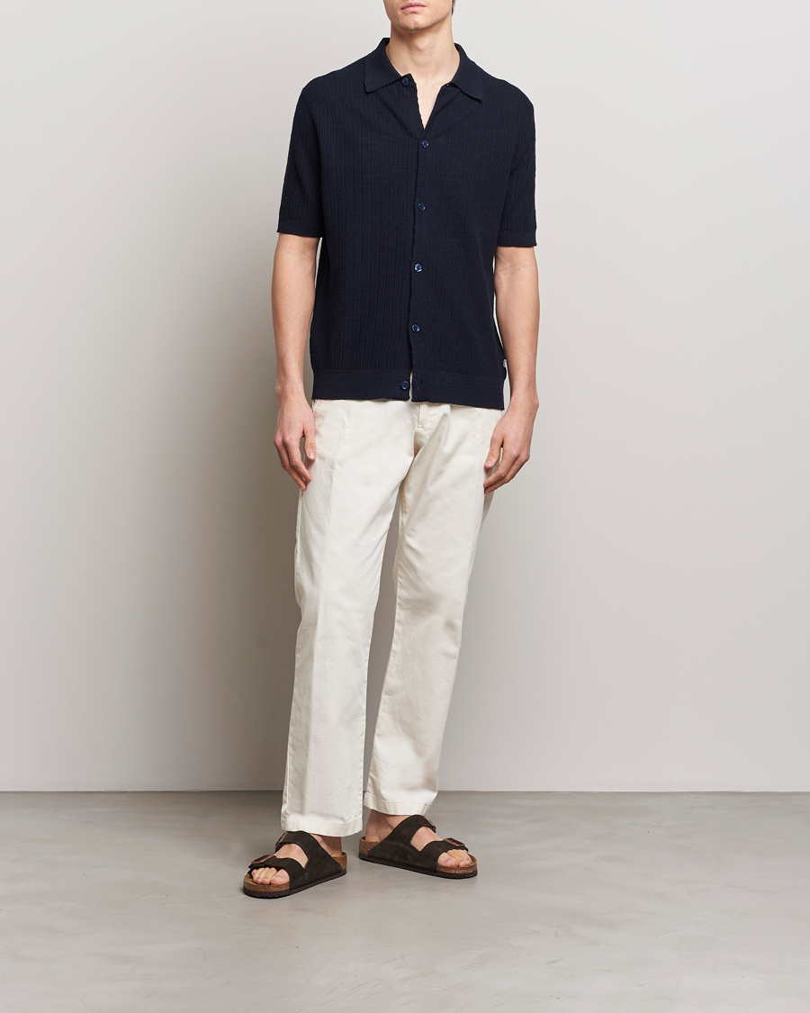 Herre | Skjorter | NN07 | Nolan Knitted Shirt Sleeve Shirt Navy Blue