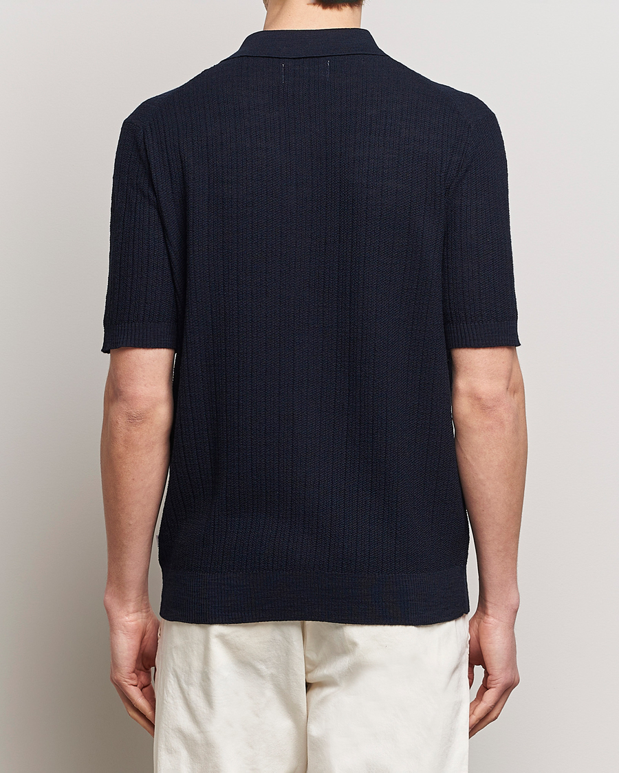 Herre | Skjorter | NN07 | Nolan Knitted Shirt Sleeve Shirt Navy Blue