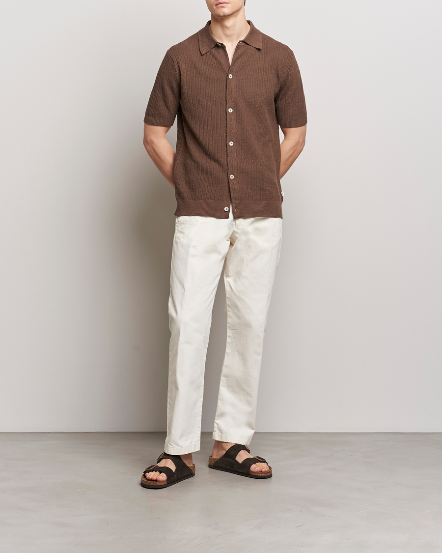 Herre | Skjorter | NN07 | Nolan Knitted Shirt Sleeve Shirt Cocoa Brown