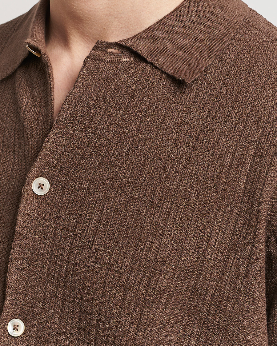 Herre | Skjorter | NN07 | Nolan Knitted Shirt Sleeve Shirt Cocoa Brown