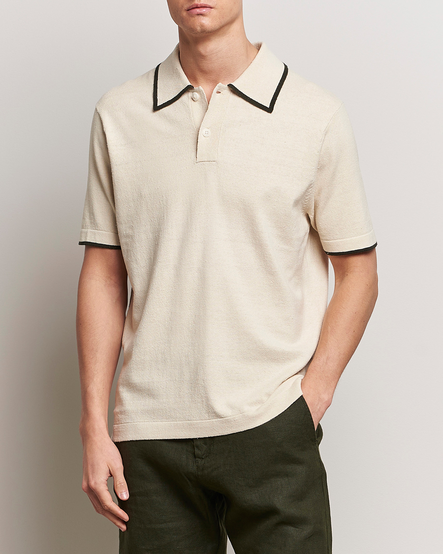 Herre | Business & Beyond | NN07 | Damon Silk/Cotton Knitted Polo Oat