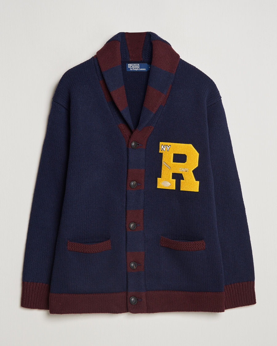 Herre | Gensere | Polo Ralph Lauren | Varsity Wool Shawl Cardigan Aviator Navy Combo