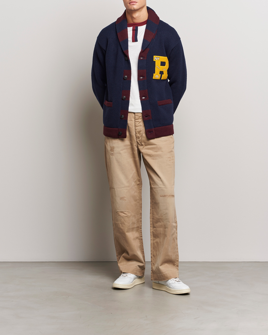 Herre | Gensere | Polo Ralph Lauren | Varsity Wool Shawl Cardigan Aviator Navy Combo