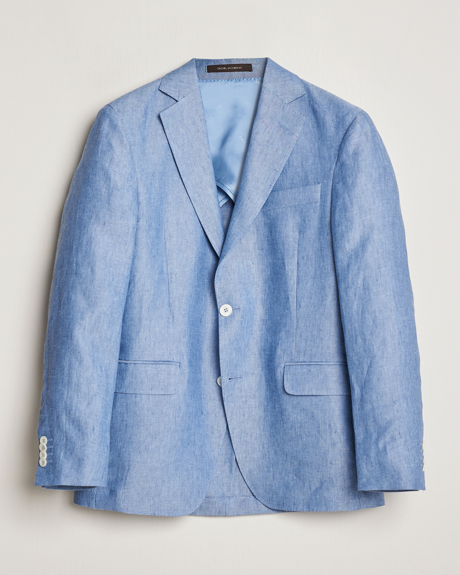 Herre | Dressjakker | Oscar Jacobson | Ferry Soft Linen Blazer Smog Blue