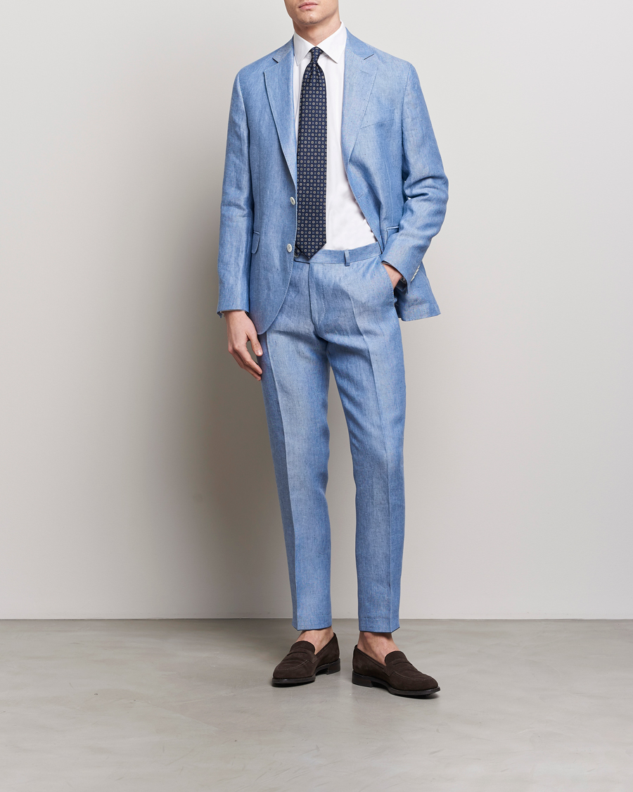 Herre | Dressjakker | Oscar Jacobson | Ferry Soft Linen Blazer Smog Blue