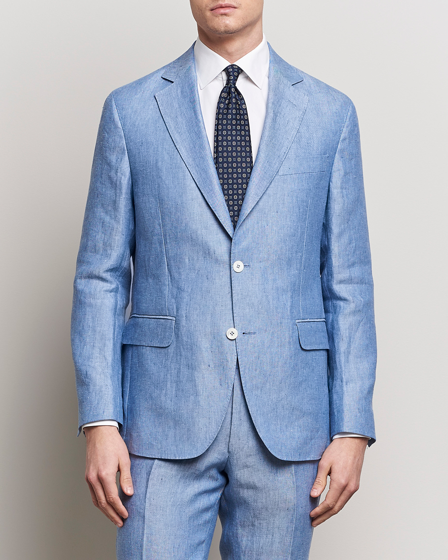 Herre | Linblazer | Oscar Jacobson | Ferry Soft Linen Blazer Smog Blue