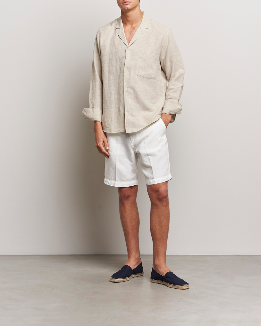 Herre | Shorts | Oscar Jacobson | Poggio Washed Linen Shorts White