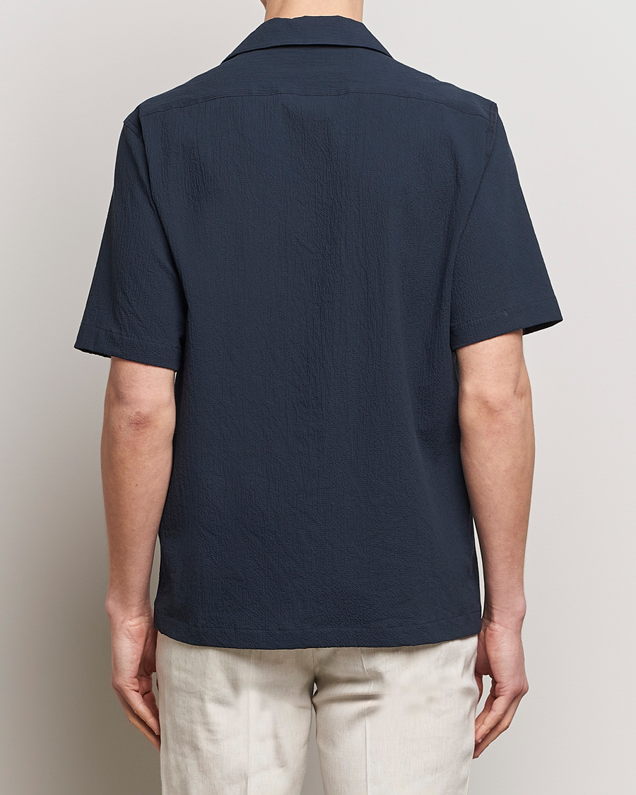Herre | Skjorter | Oscar Jacobson | Hanks Reg Seersucker Shirt Navy