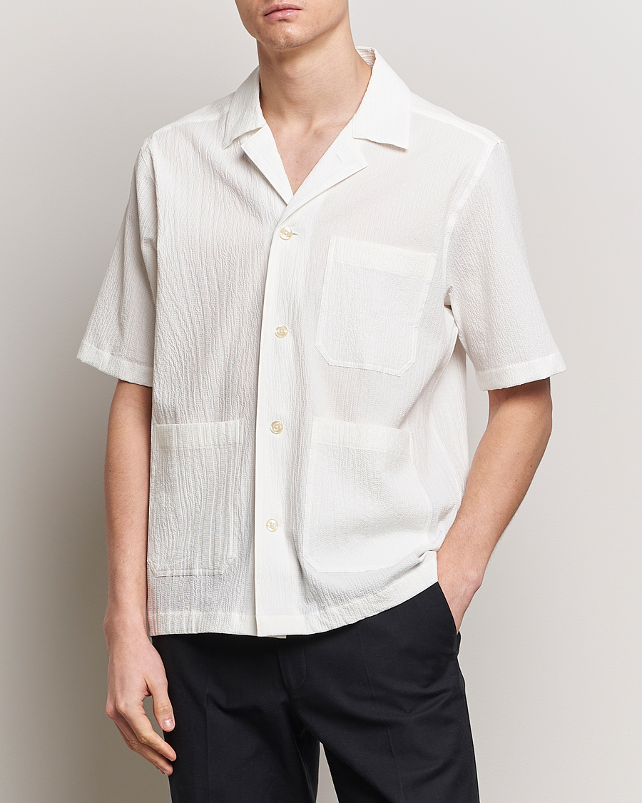 Herre | Kortermede skjorter | Oscar Jacobson | Hanks Reg Seersucker Shirt White