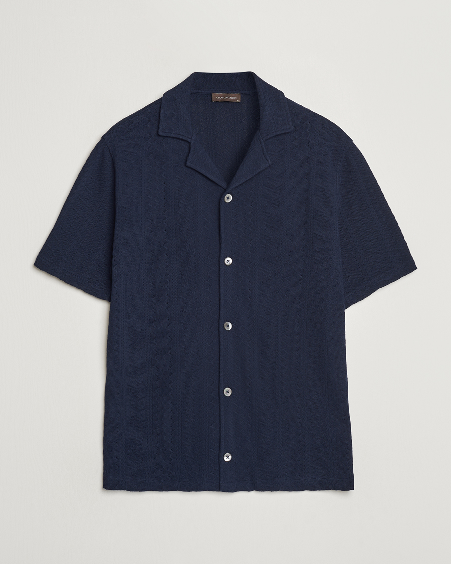 Herre | Nytt i butikken | Oscar Jacobson | Mattis Reg Knitted Shirt Navy