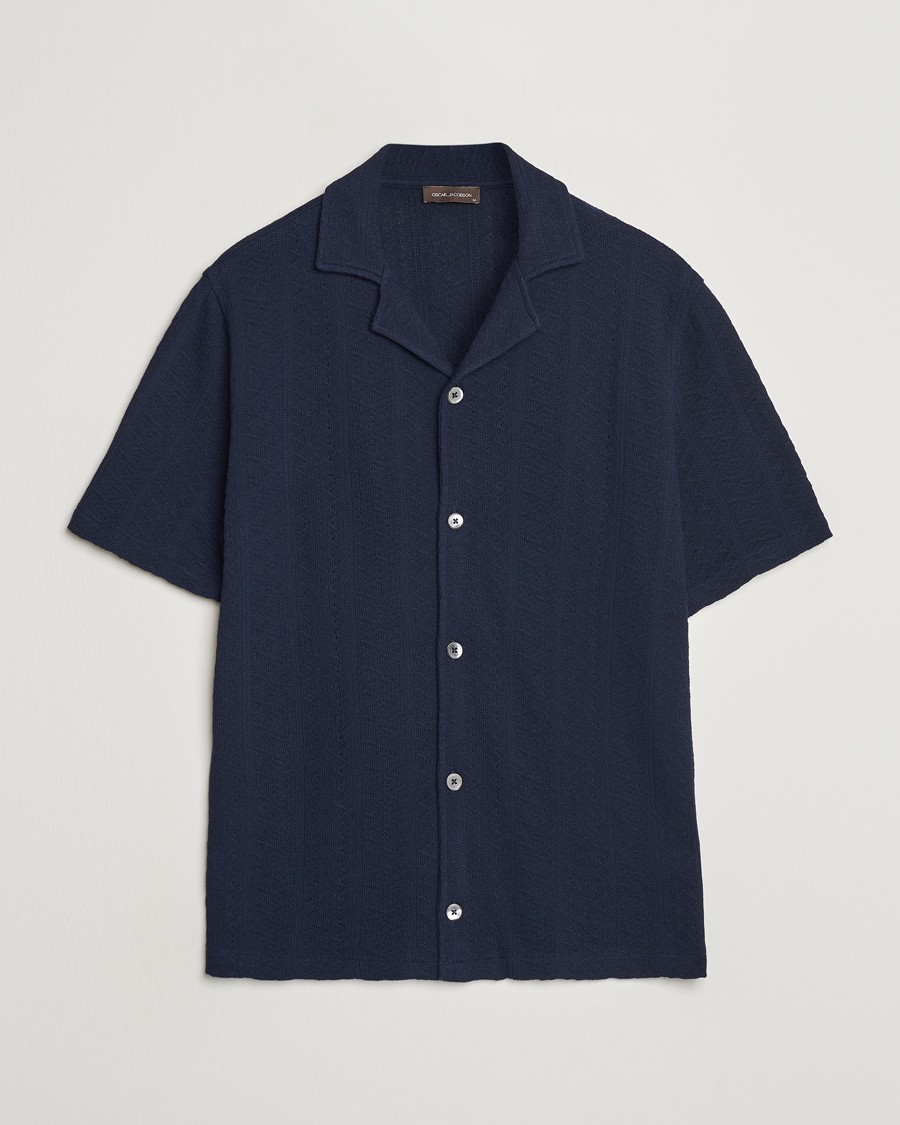 Herre | Skjorter | Oscar Jacobson | Mattis Reg Knitted Shirt Navy