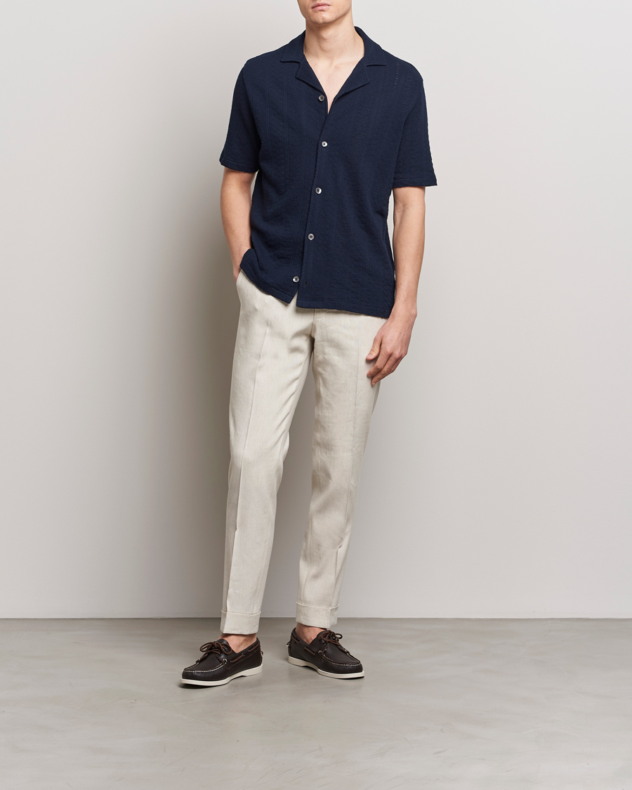 Herre | Skjorter | Oscar Jacobson | Mattis Reg Knitted Shirt Navy