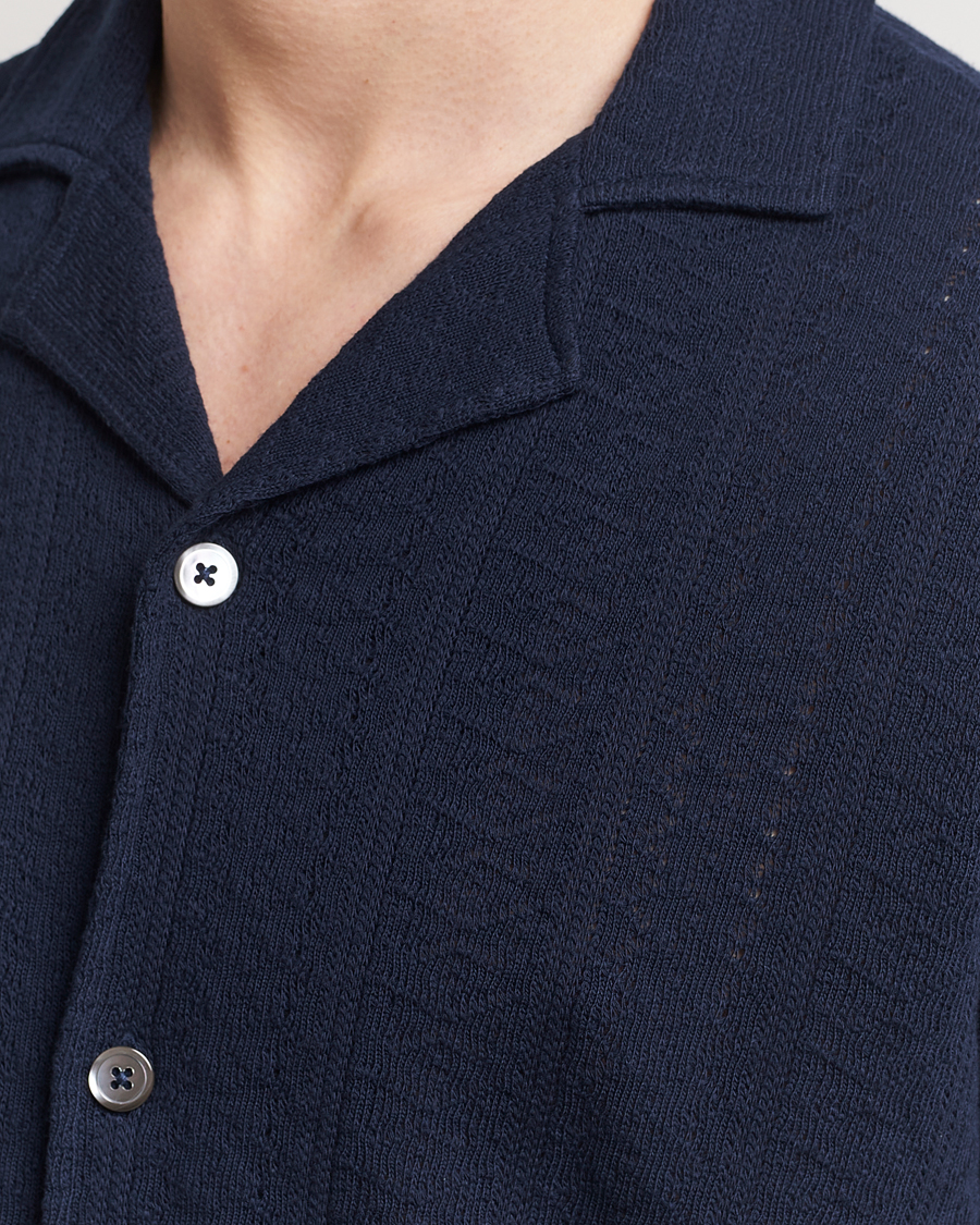 Herre | Skjorter | Oscar Jacobson | Mattis Reg Knitted Shirt Navy