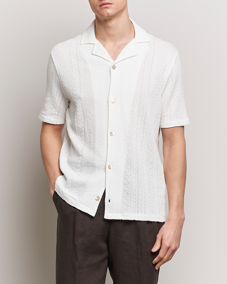 Herre | Kortermede skjorter | Oscar Jacobson | Mattis Reg Knitted Shirt White