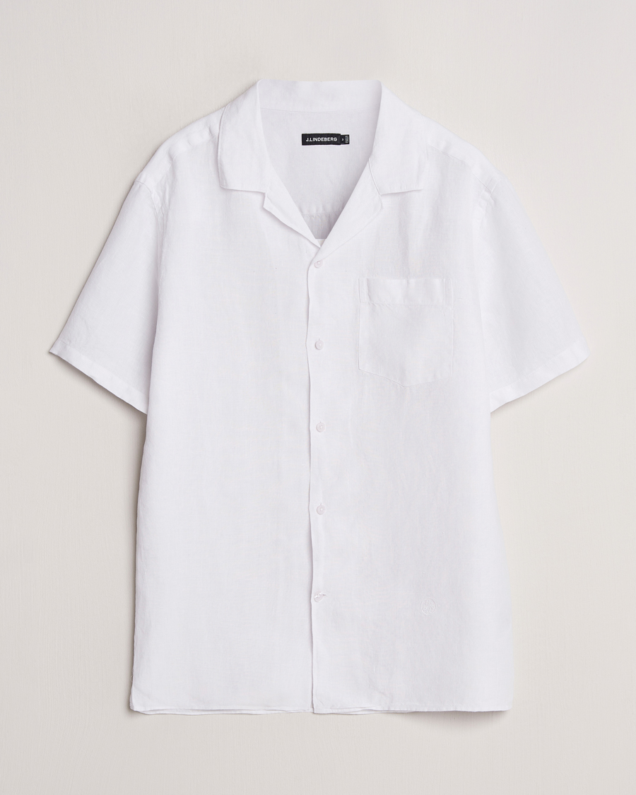 Herre | Skjorter | J.Lindeberg | Elio Linen Melange Shirt White