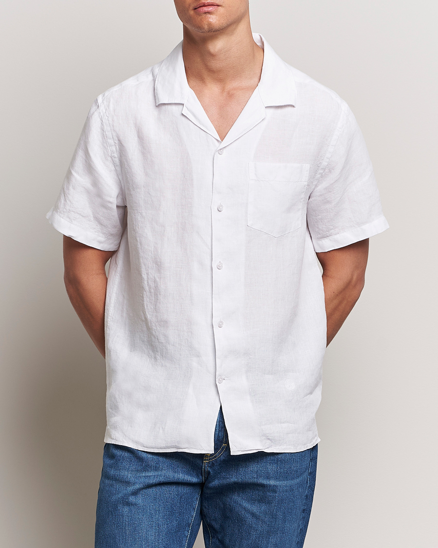 Herre | Kortermede skjorter | J.Lindeberg | Elio Linen Melange Shirt White