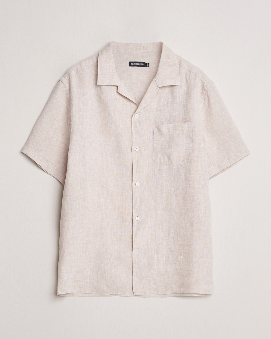 Herre | Skjorter | J.Lindeberg | Elio Linen Melange Shirt Safari Beige