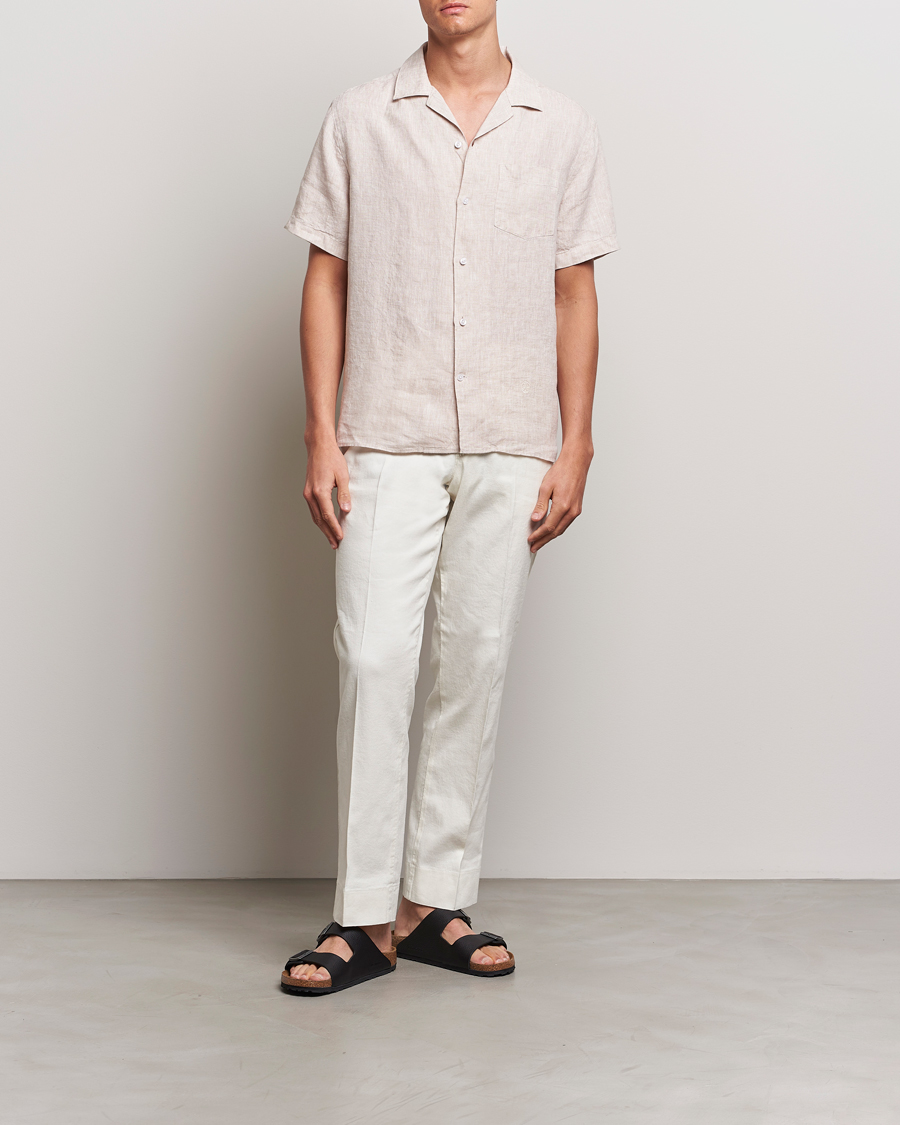 Herre | Skjorter | J.Lindeberg | Elio Linen Melange Shirt Safari Beige