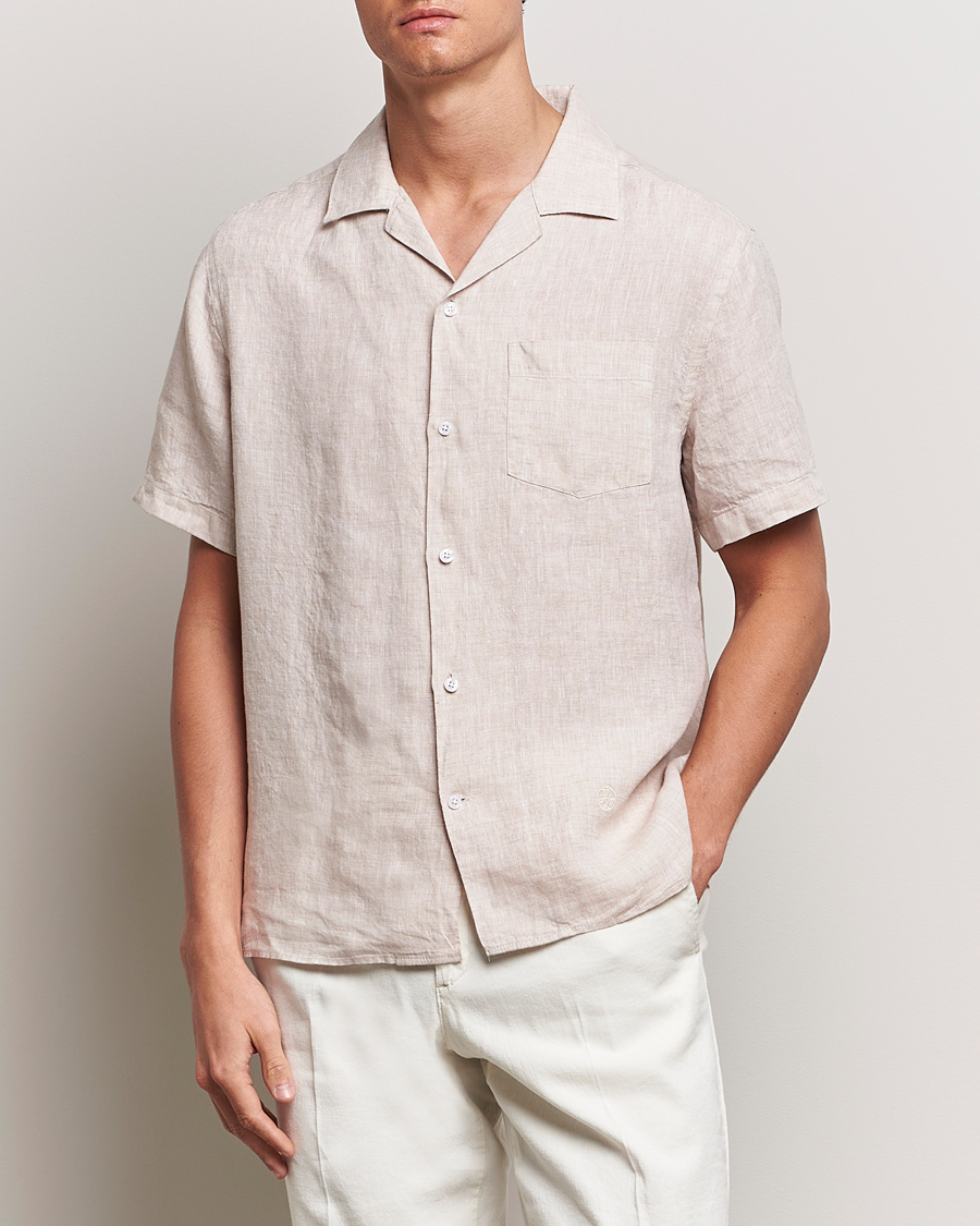Herre | Skjorter | J.Lindeberg | Elio Linen Melange Shirt Safari Beige