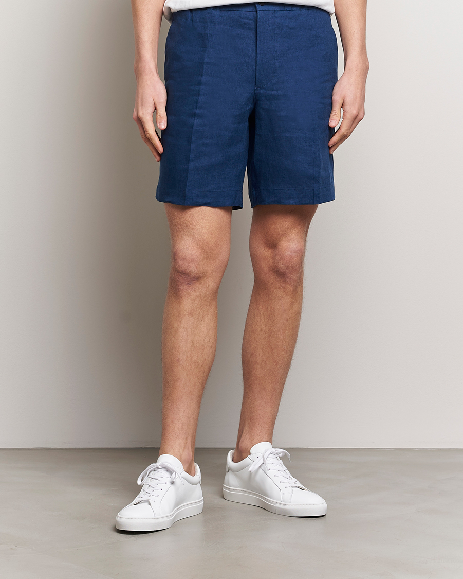 Herre | Linshorts | J.Lindeberg | Baron Linen Shorts Estate Blue