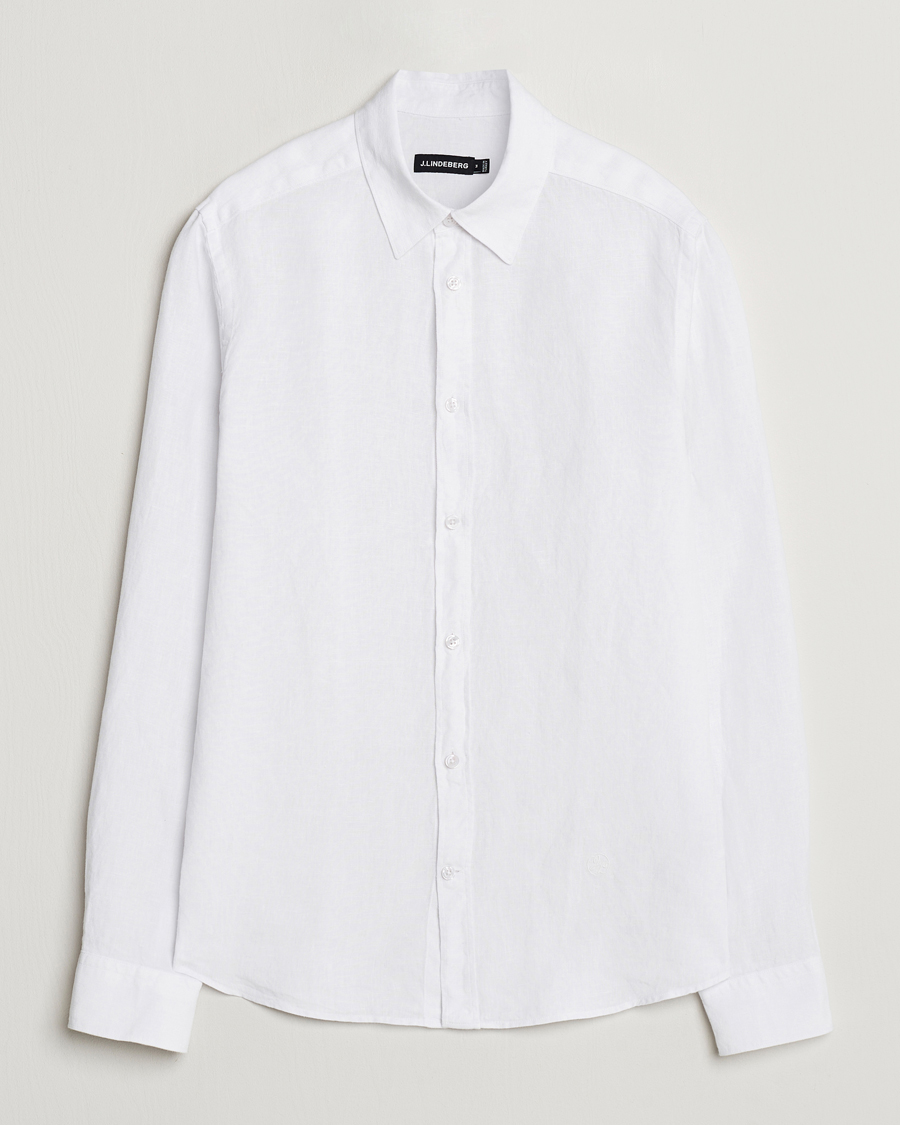 Herre | Skjorter | J.Lindeberg | Slim Linen Melange Shirt White