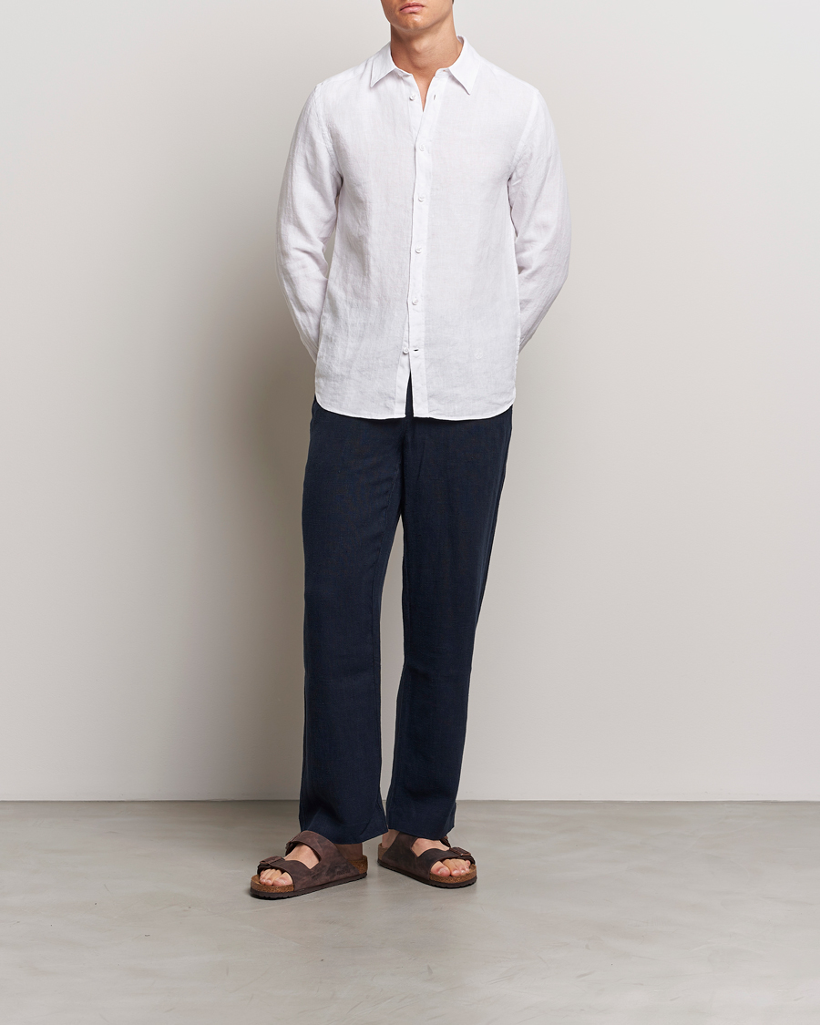 Herre | Skjorter | J.Lindeberg | Slim Linen Melange Shirt White