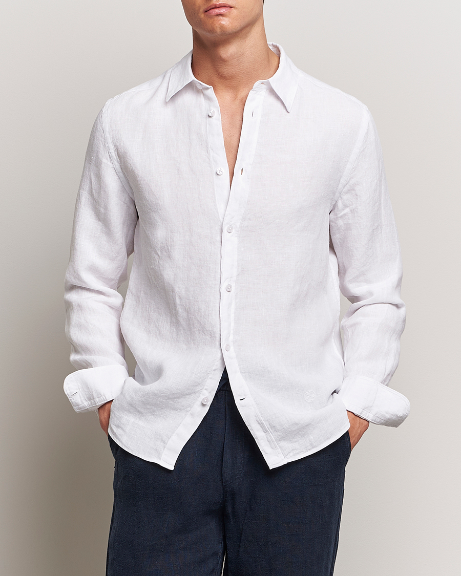 Herre | Skjorter | J.Lindeberg | Slim Linen Melange Shirt White