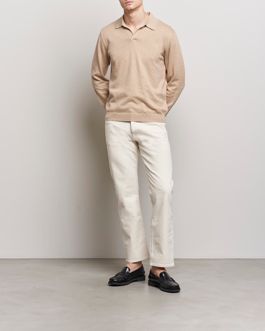 Herre | Gensere | A Day's March | Manol Cotton Linen Polo Khaki