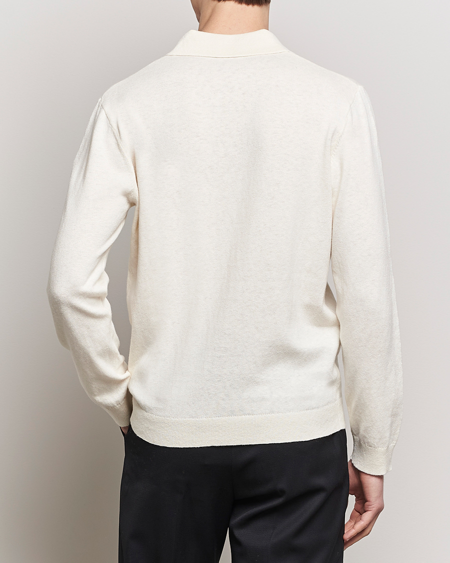 Herre | Gensere | A Day's March | Manol Cotton Linen Polo Off White
