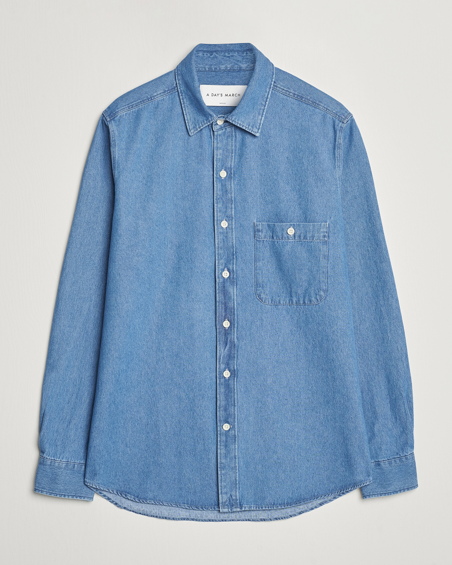 Herre | Skjorter | A Day's March | Mason Denim Shirt Light Blue