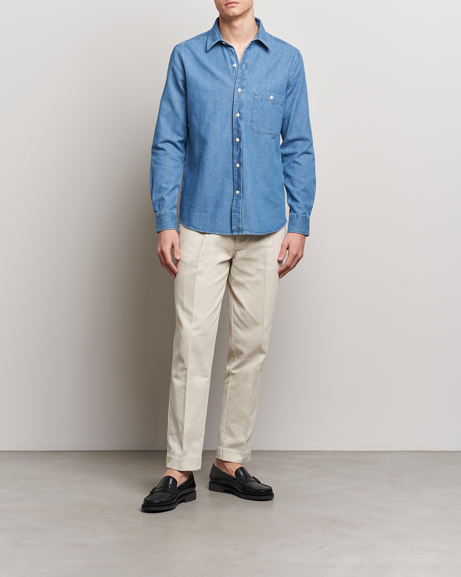 Herre | Skjorter | A Day's March | Mason Denim Shirt Light Blue
