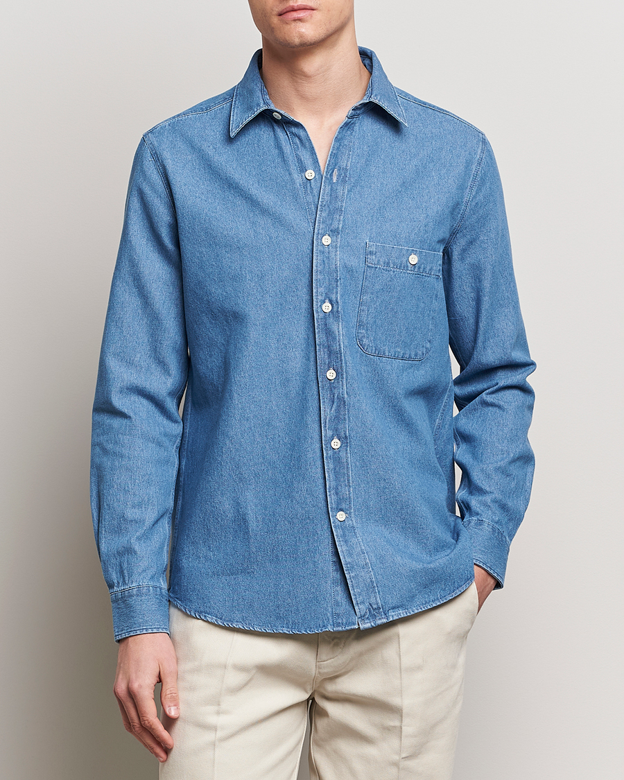 Herre | Klær | A Day's March | Mason Sturdy Denim Shirt Light Blue