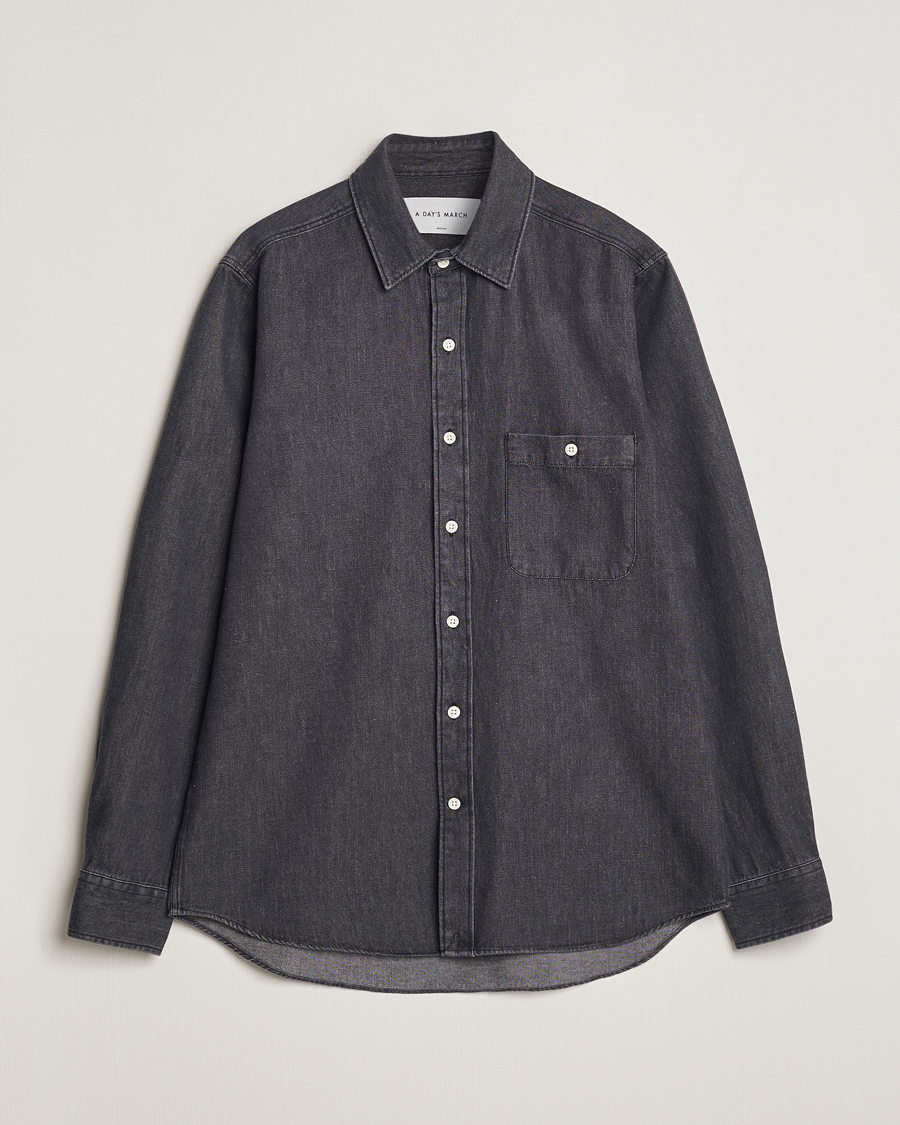 Herre | Skjorter | A Day's March | Mason Sturdy Denim Shirt Off Black