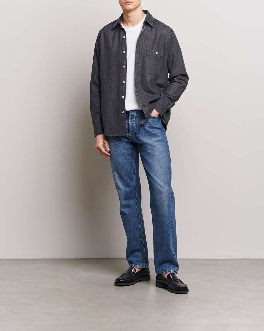 Herre | Skjorter | A Day's March | Mason Sturdy Denim Shirt Off Black