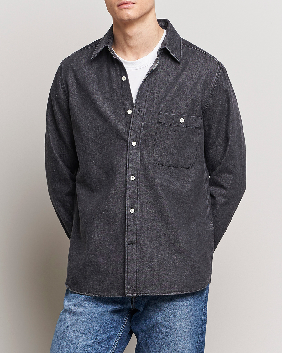 Herre | Nytt i butikken | A Day's March | Mason Sturdy Denim Shirt Off Black