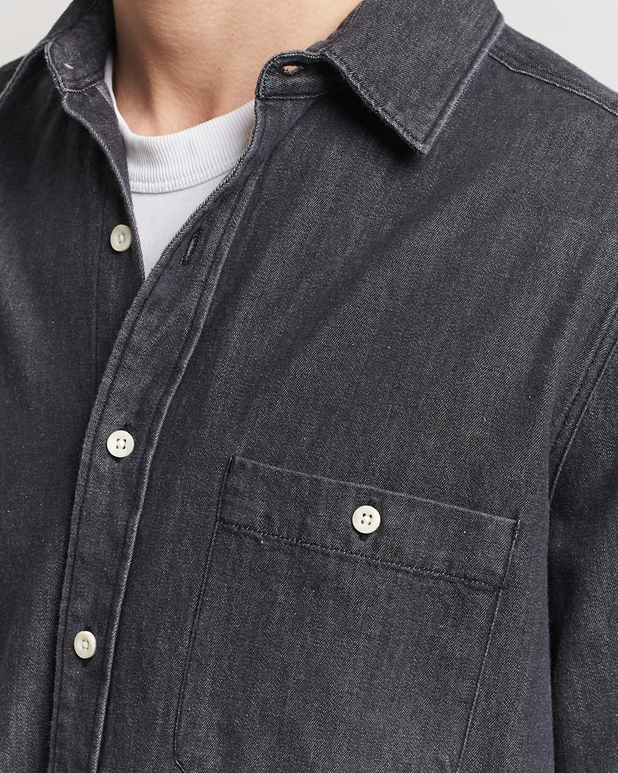 Herre | Skjorter | A Day's March | Mason Sturdy Denim Shirt Off Black
