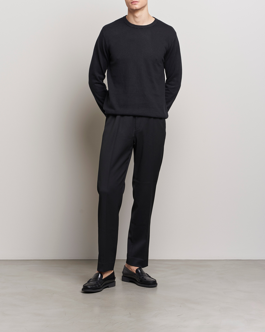 Herre | Gensere | A Day's March | Alagon Cotton/Linen Crew Black