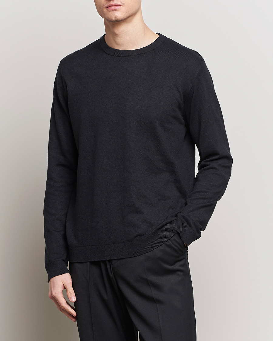 Herre | Klær | A Day's March | Alagon Cotton/Linen Crew Black